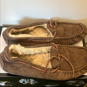UGG Women’s Tan Loafers with Shearling Lining, size 7.
